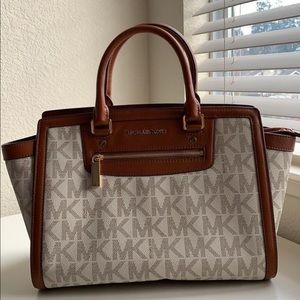 Michael Kors Large Selma Top-Zip White Satchel
